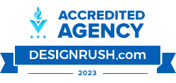 DesignRush Accredited Agency badge white